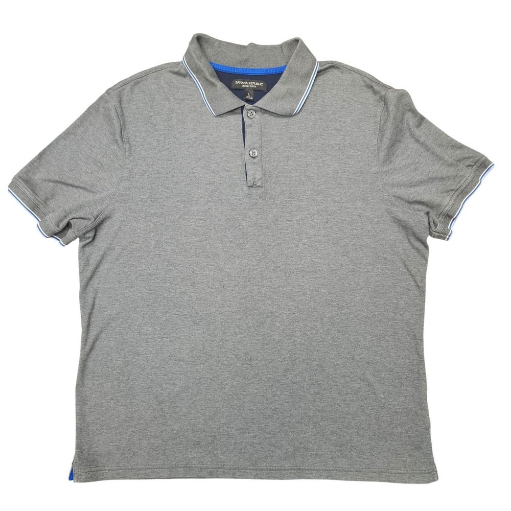 Banana Republic Luxury Touch Polo Shirt Grey Casual Minimalist Mens Large